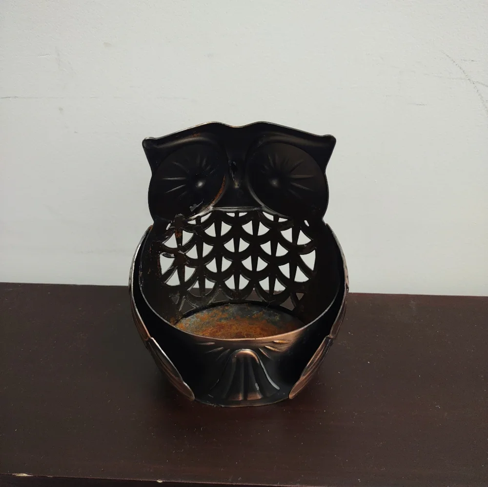 Bronze Metal Owl Soap / Candle holder